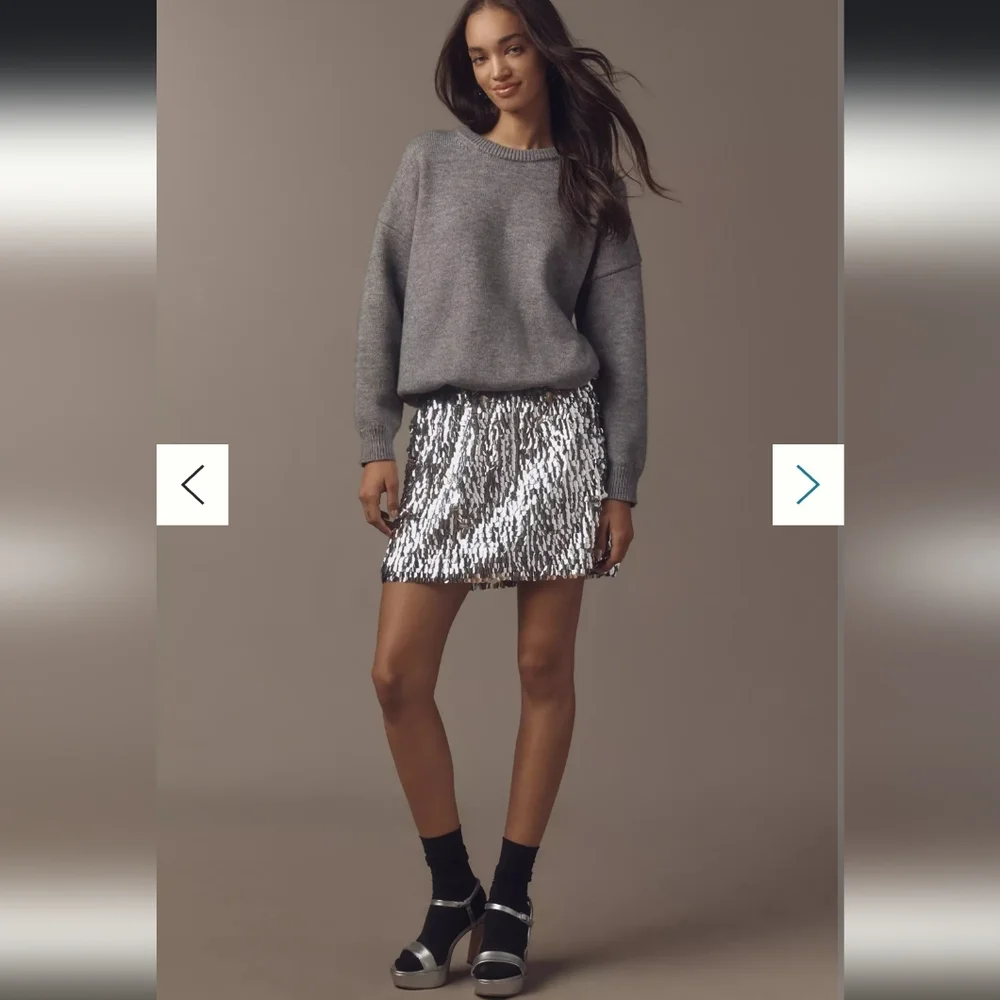 Anthropologie Mare Mare Long-Sleeve Knit Sequin Twofer Mini Dress - Picture 1 of 6